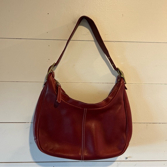 COACH Burgundy/Red Leather Hobo Bag No. M3Q-9342 - Picture 2 of 16